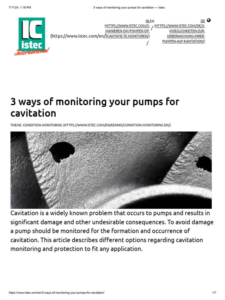 3 Ways of Monitoring Your Pumps For Cavitation - Istec | PDF | Pump ...