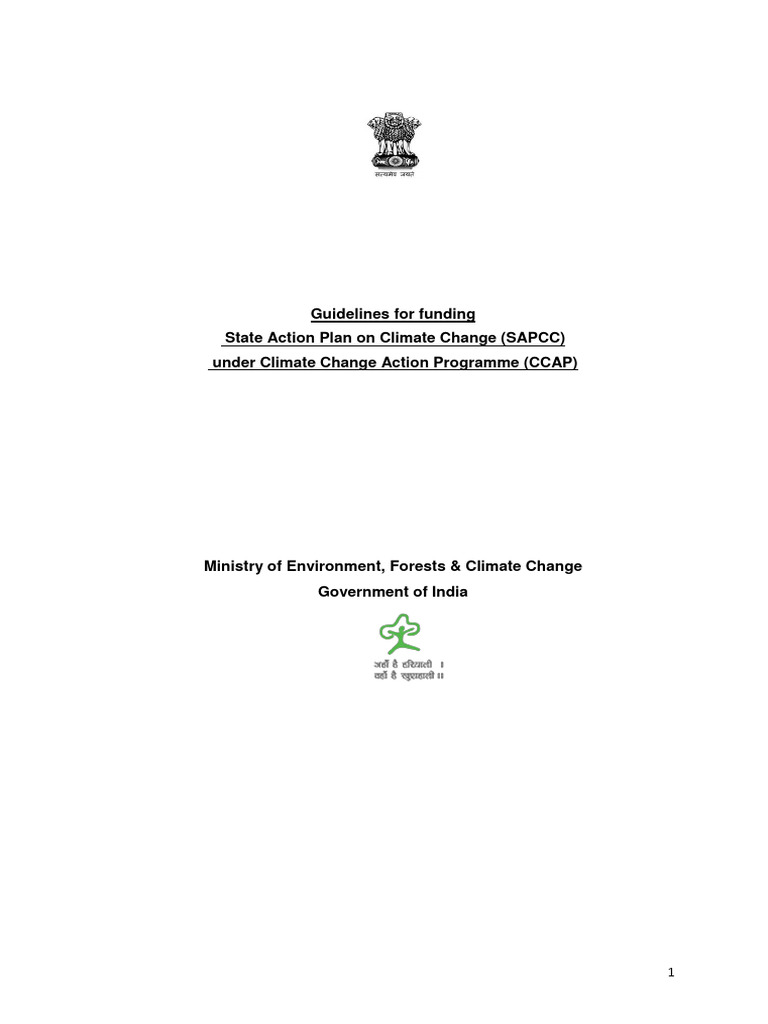 Funding Guidelines for SAPCC in India | PDF | Natural Environment ...