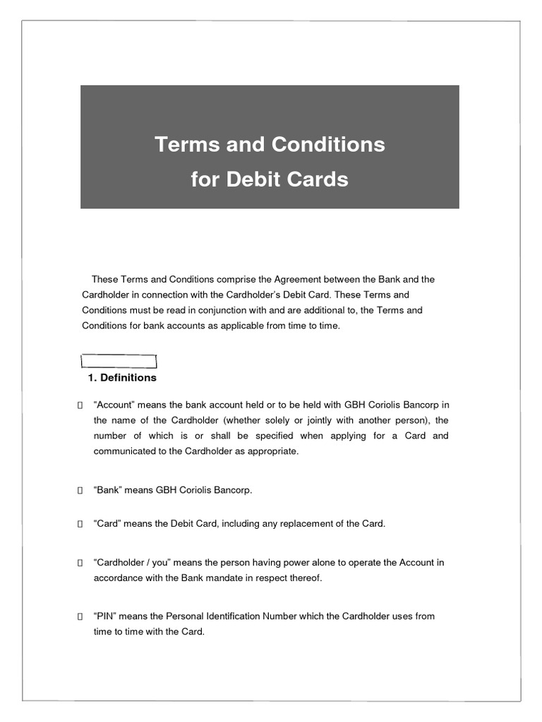 Debit Card Terms and Conditions Guide | PDF | Debit Card | Credit Card