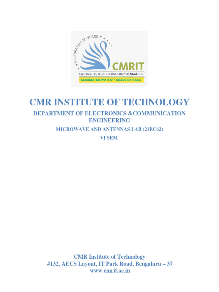 Mwa Lab Manual 2024 21ec62 Pdf Microwave Antenna Radio