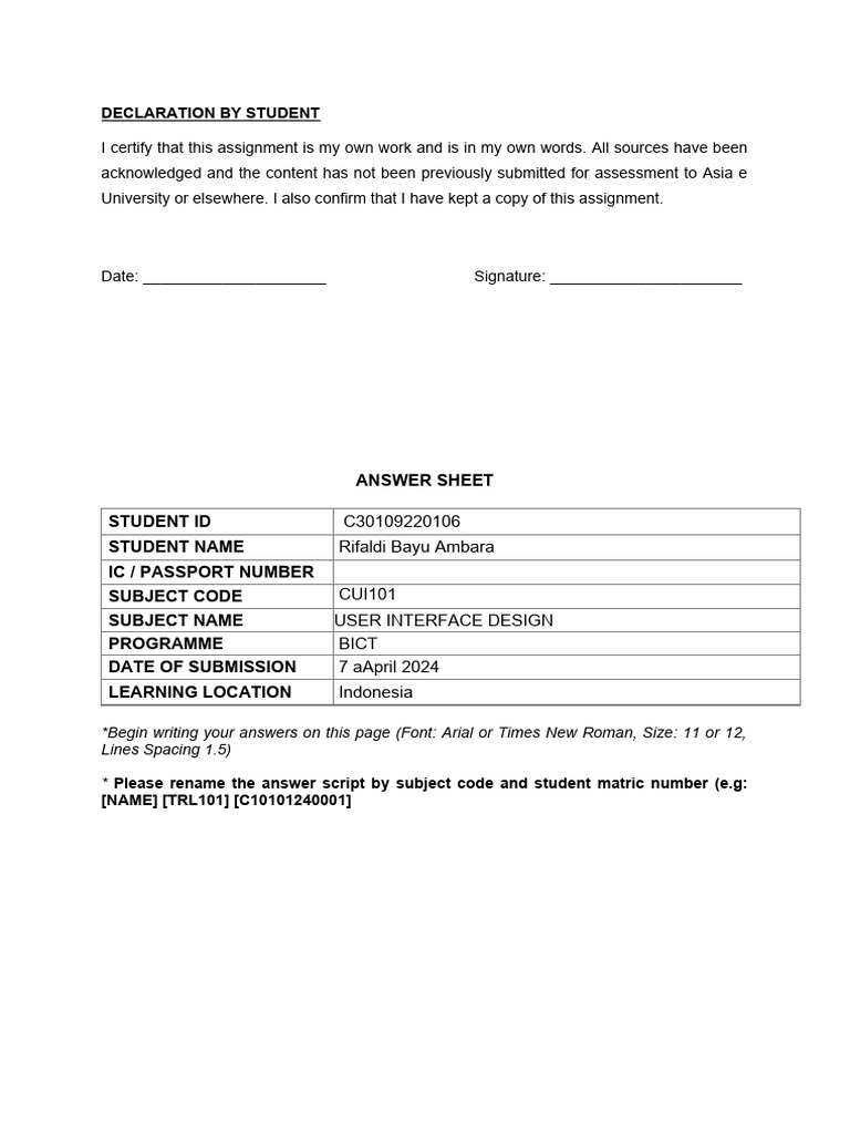 User Interface Design Assignment | PDF | World Wide Web | Internet & Web