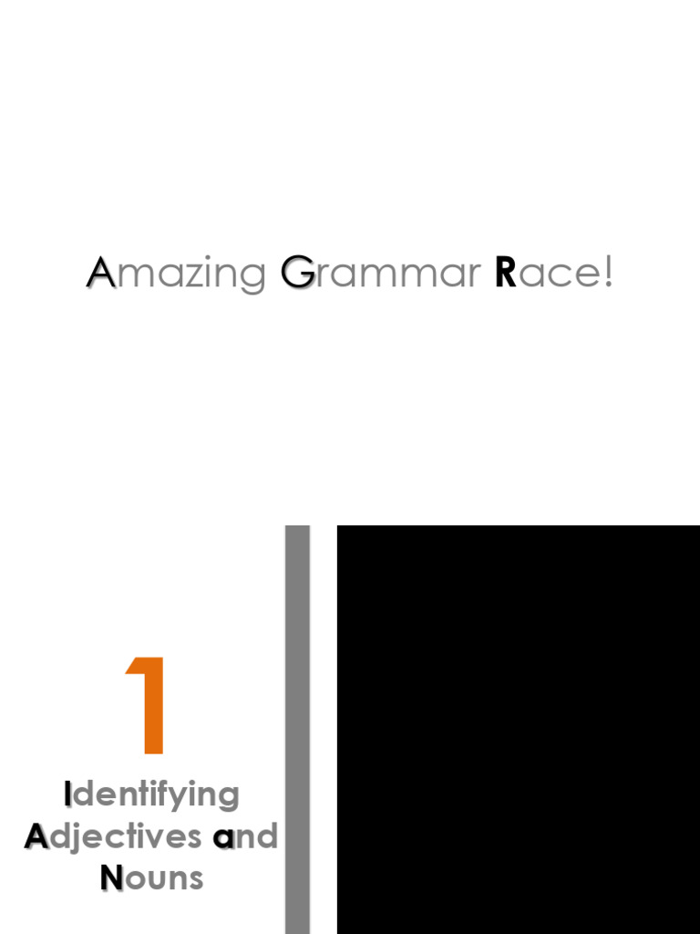 Amazing grammar race ppt download free pdf adjective noun