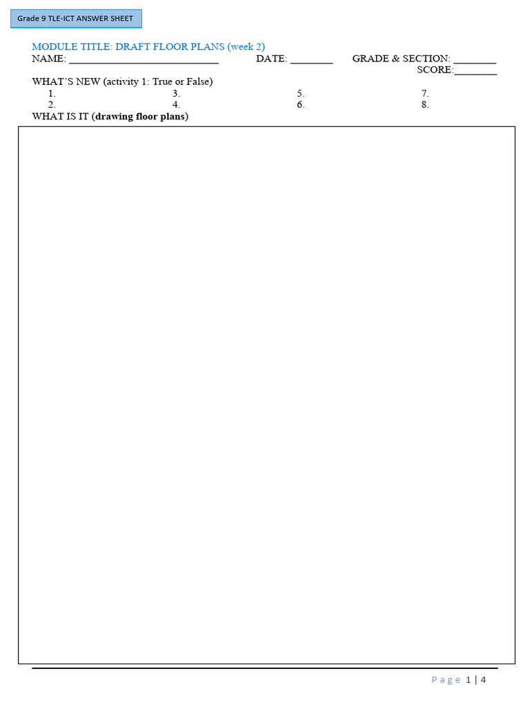 Answer Sheet Q1 W2 Draft Floor Plans | PDF | Door | Window