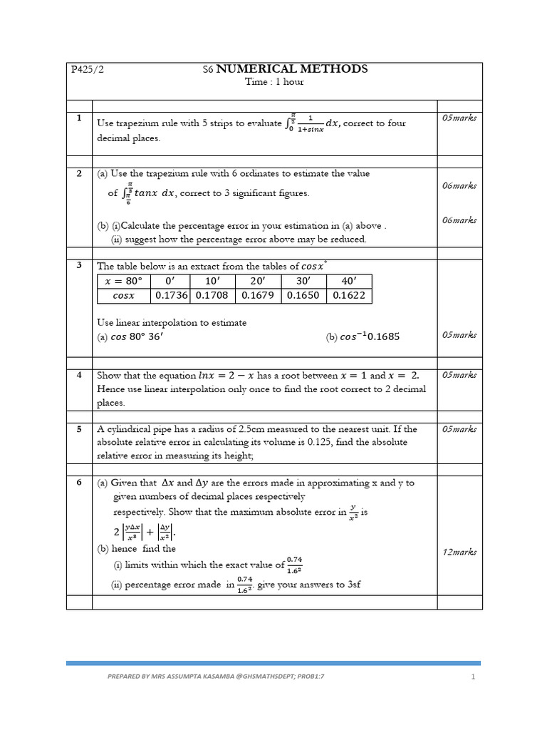 s6 Numerical Methods Revision Work | PDF | Significant Figures ...
