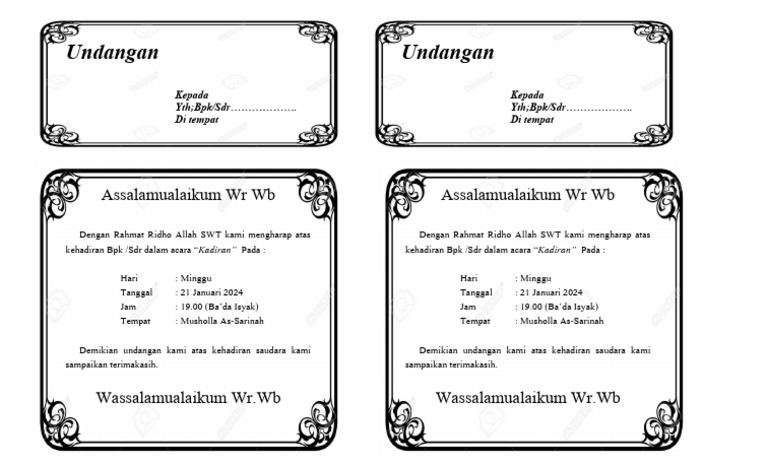 CONTOH UNDANGAN RAPAT WARGA | PDF