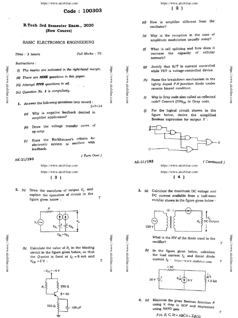 Btech 3 Sem Basic Electronics Engineering 100303 v2 2020 | PDF