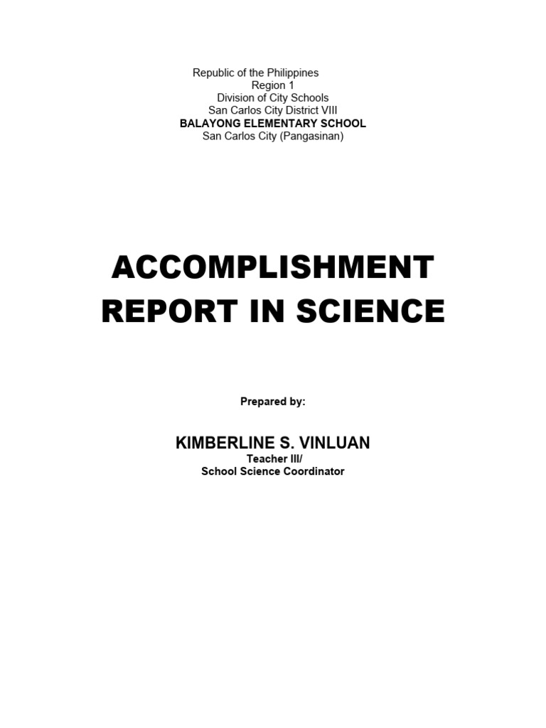 Science Accomplishment Report 2023-2024 | PDF | Teachers | Educational ...