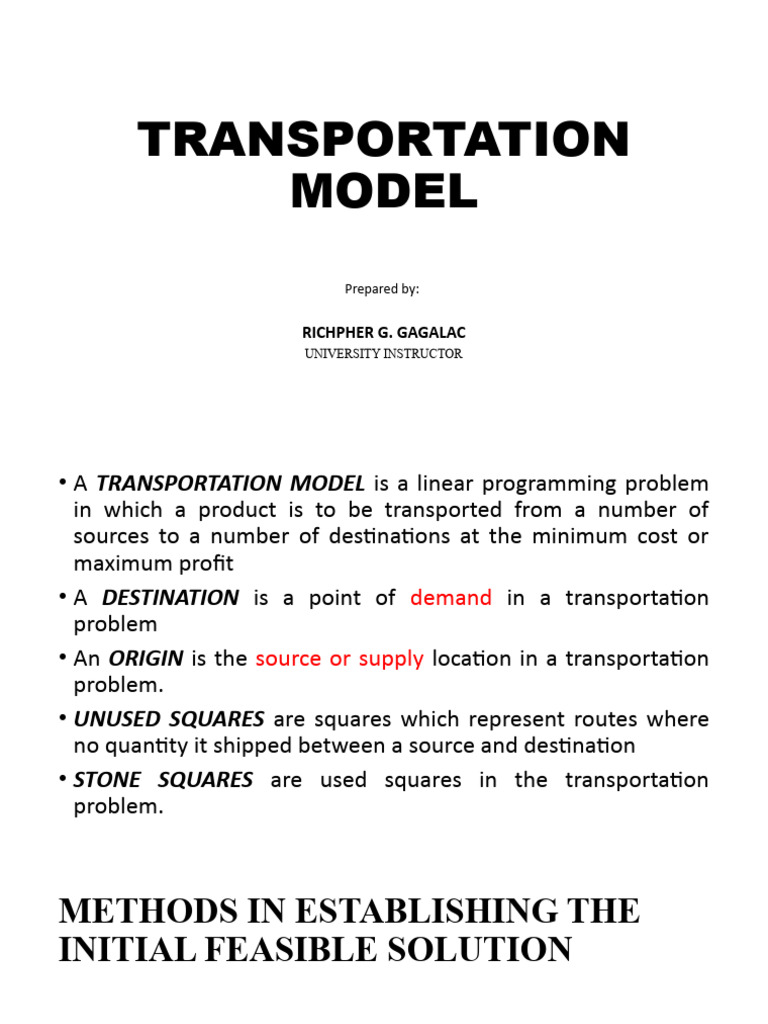 Transportation Model | PDF | Linear Programming | Mathematical Analysis