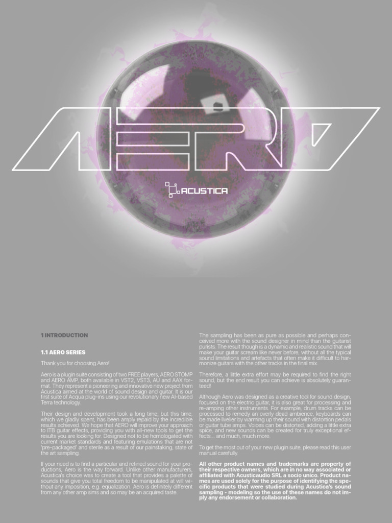 Aero Plugin Suite User Manual | PDF | Equalization (Audio) | Loudspeaker