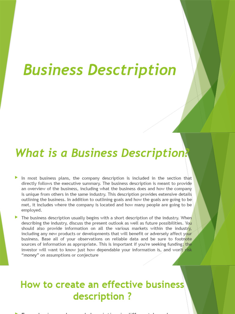 Crafting an Effective Business Description | PDF | Target Audience ...