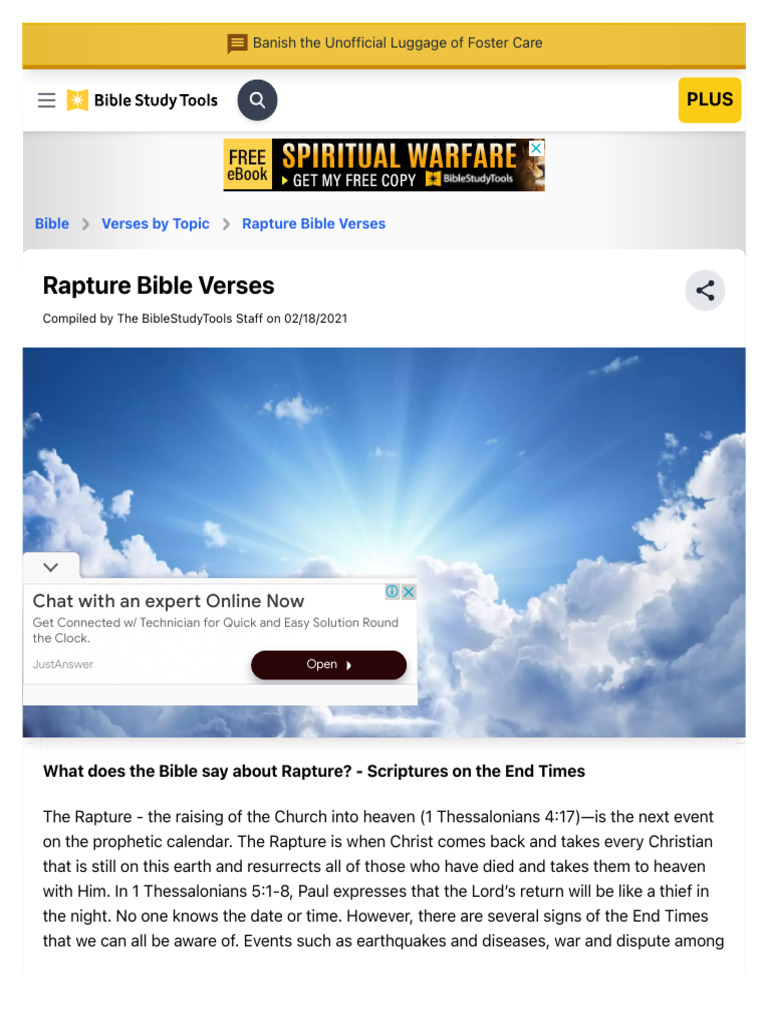 Rapture Bible Verses Compilation | PDF | Rapture | Christian Eschatology