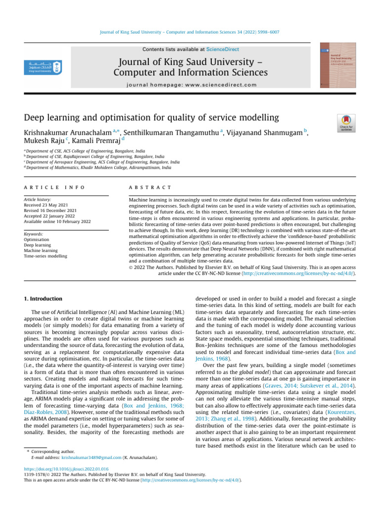 Deep Learning and Optimisation For Quality of Service Modelling | PDF ...