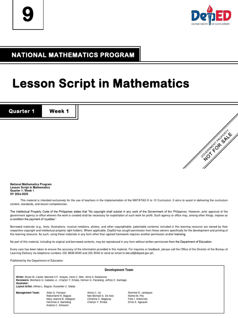 Lesson Script in Mathematics | PDF | Geometry | Line (Geometry)