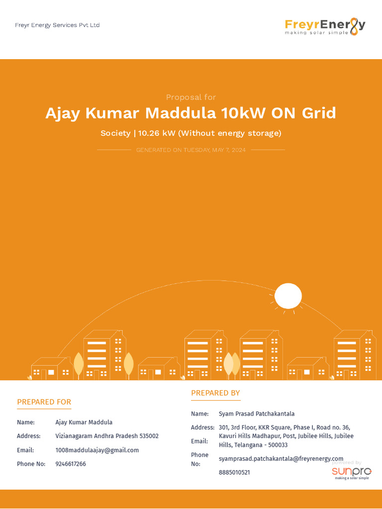 10.26kW Solar Proposal for Ajay Maddula | PDF | Power Inverter ...