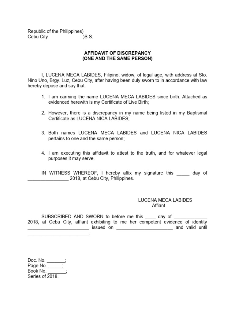 Affidavit of Discrepancy - Labides | PDF | Social Science | Law