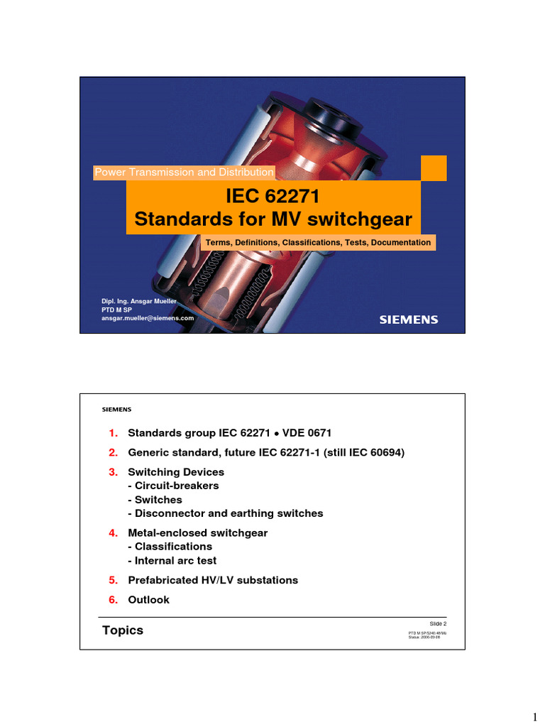 IEC 62271 Standards for MV Switchgear | PDF | Electrical Substation ...