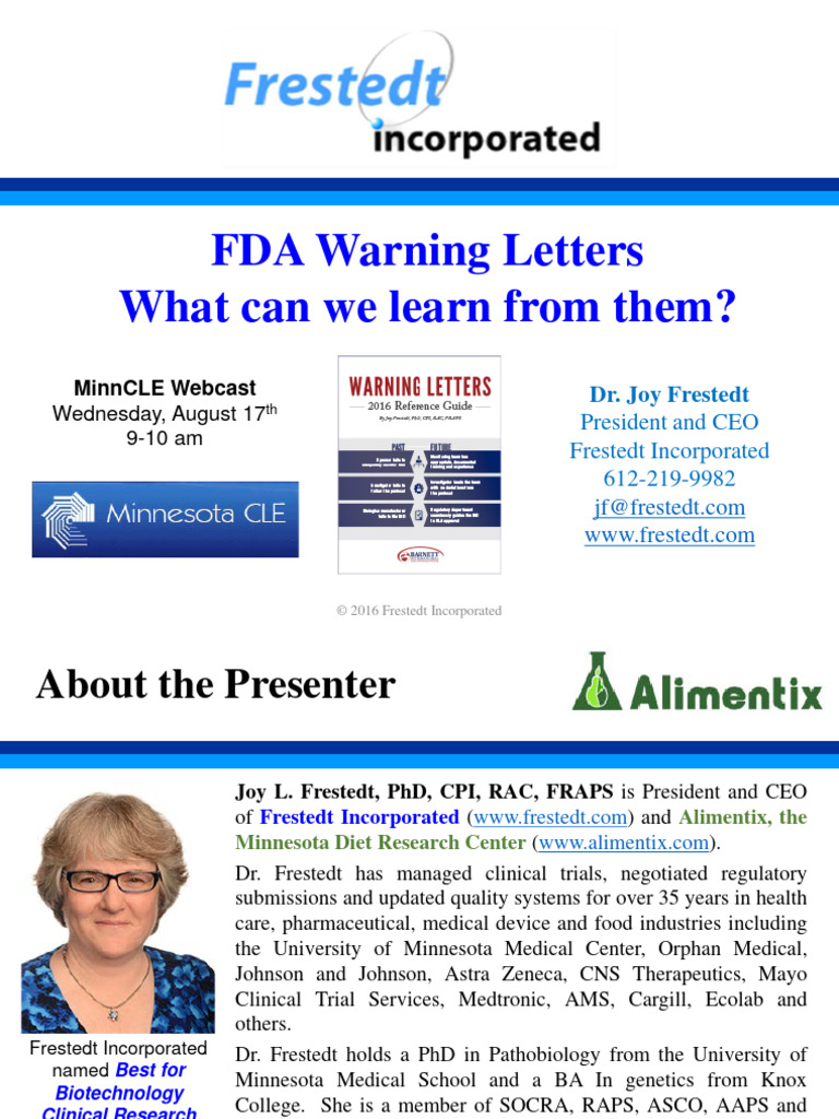Understanding FDA Warning Letters | PDF | Food And Drug Administration