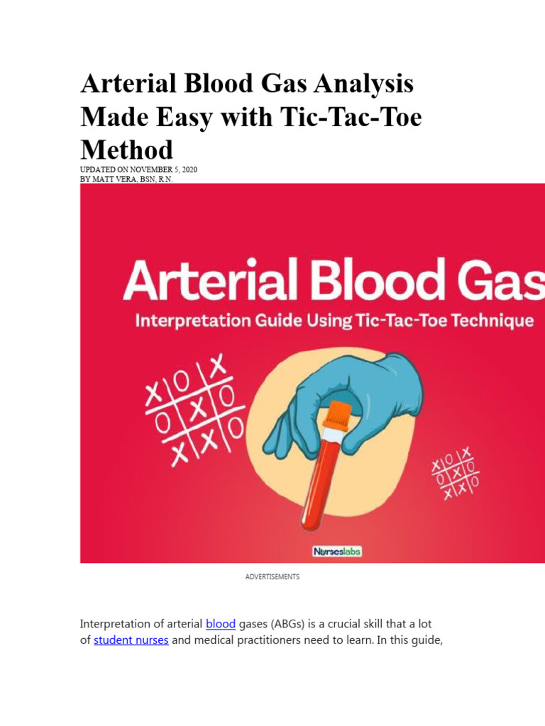 ABG Interpretation: Tic-Tac-Toe Method | PDF | Medical Specialties ...