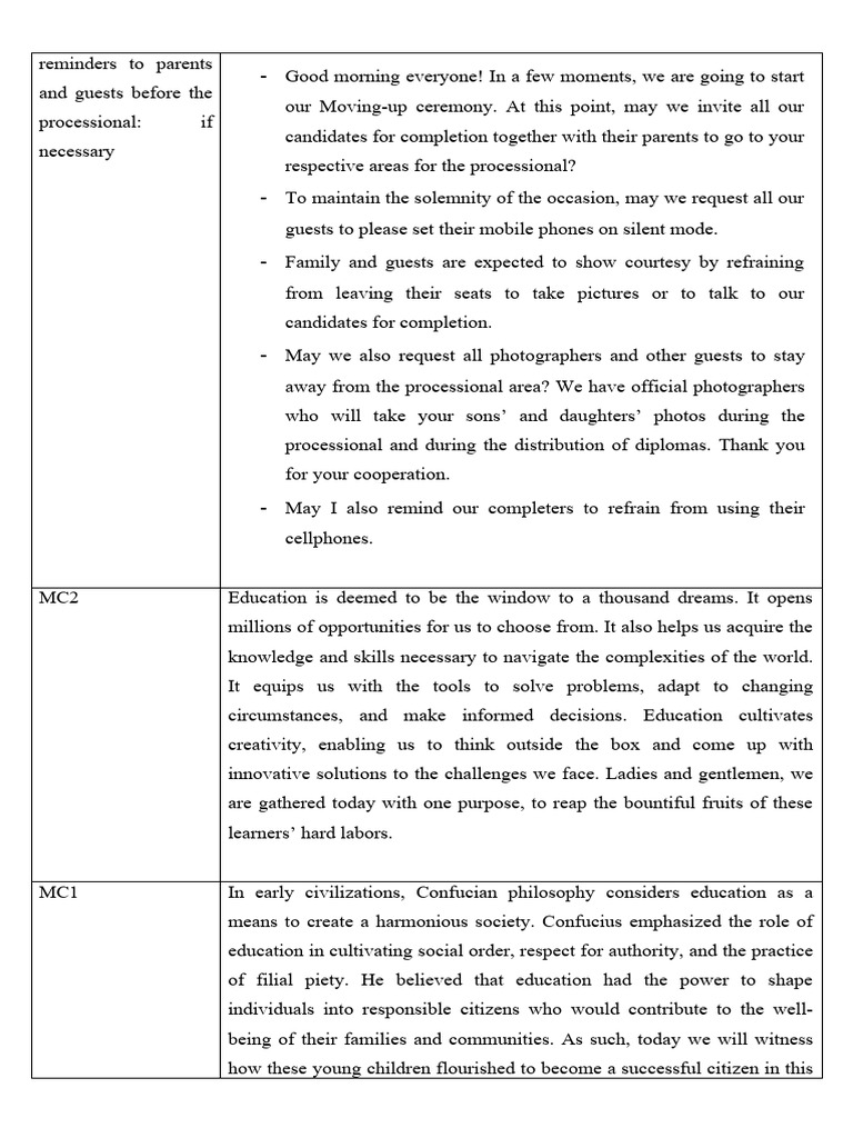 Emcee Script Moving Up | PDF | Confucianism