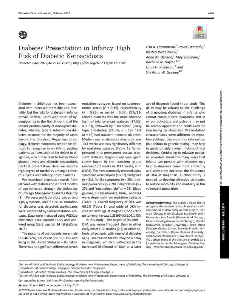 Infancy-Onset Diabetes Risks | PDF | Diabetes | Epidemiology