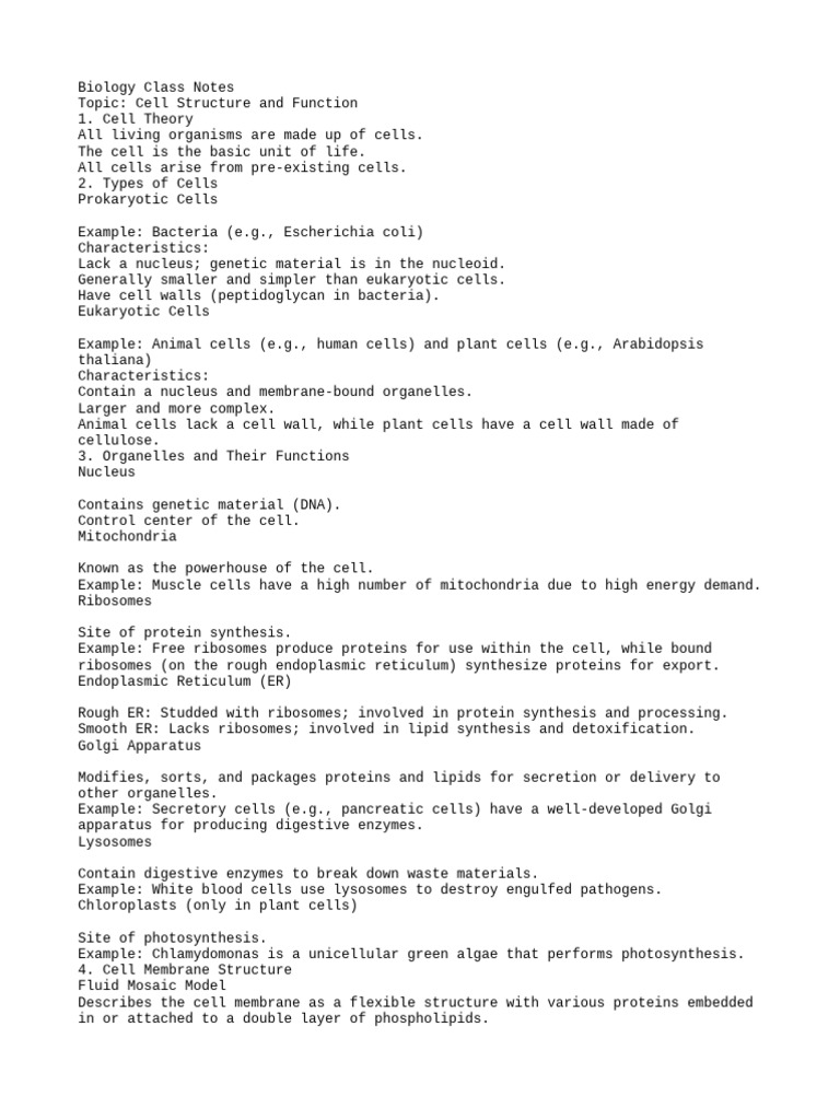 Biology Class Notes PDF | PDF | Cell (Biology) | Dominance (Genetics)