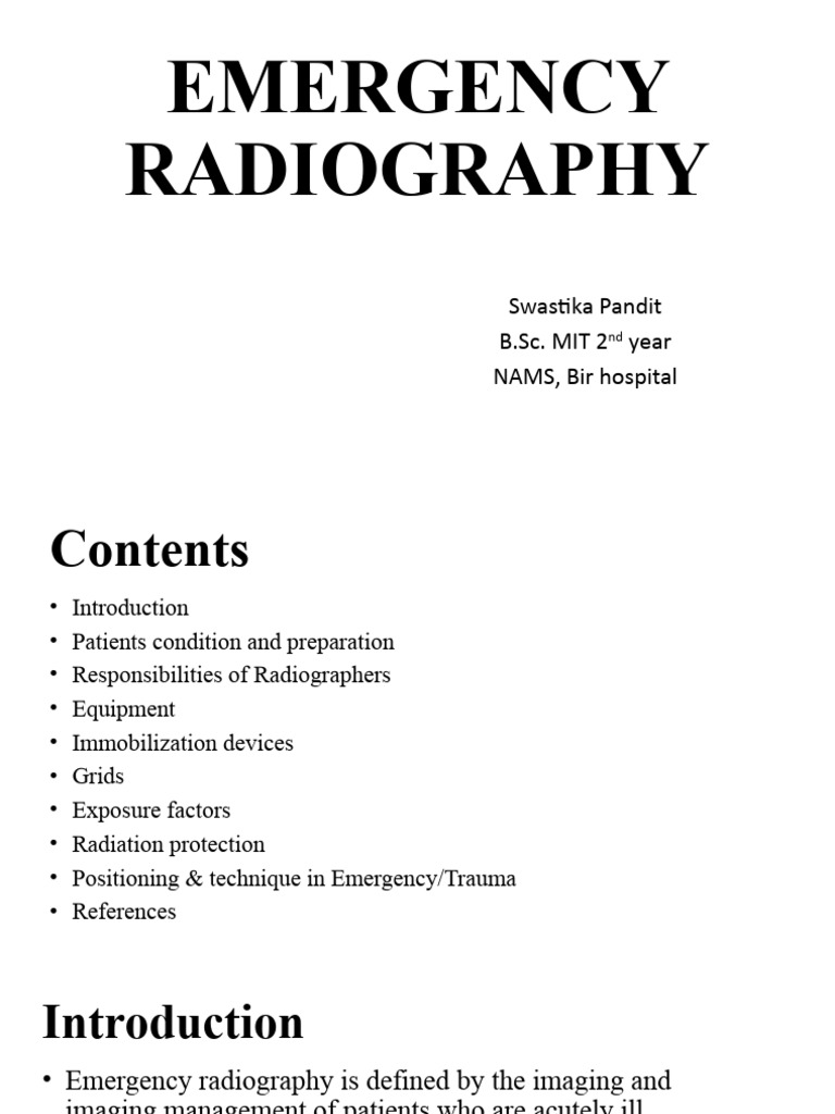 Emergency Radiography Overview | PDF | Radiography | Emergency Department