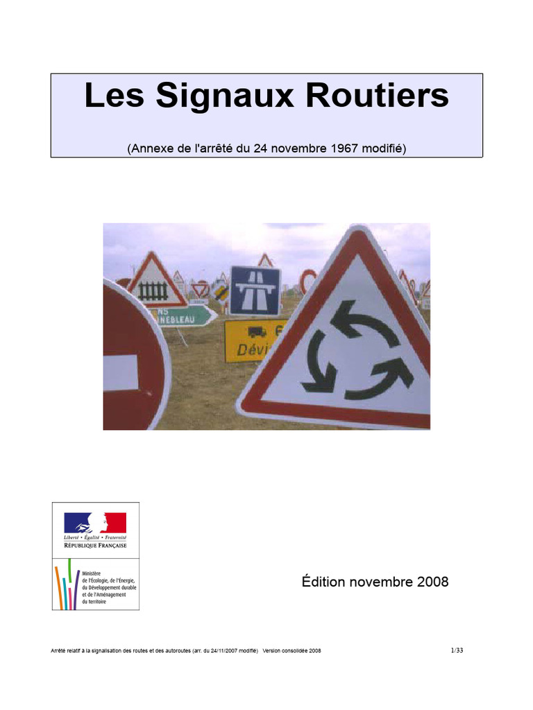 Signalisation Routière : Arrêté 2008 | PDF | Transport terrestre ...