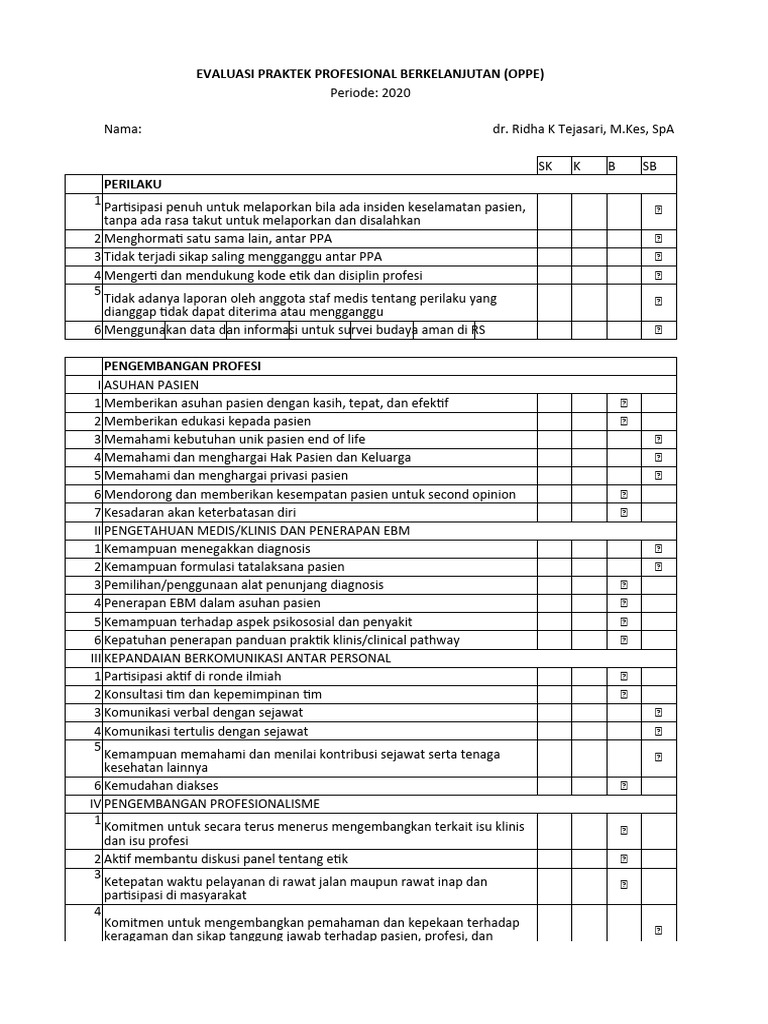 Evaluasi OPPE Dokter 2020 di RSUD Tebet | PDF | Kesehatan Holistik