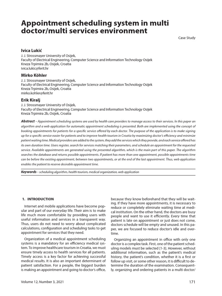 Appointment scheduling system in multi factor | PDF | Algorithms ...