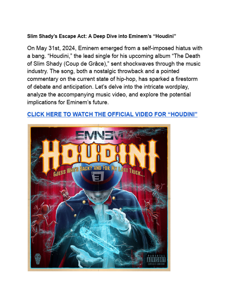 Slim Shady's Escape Act A Deep Dive Into Eminem's "Houdini" PDF(00)