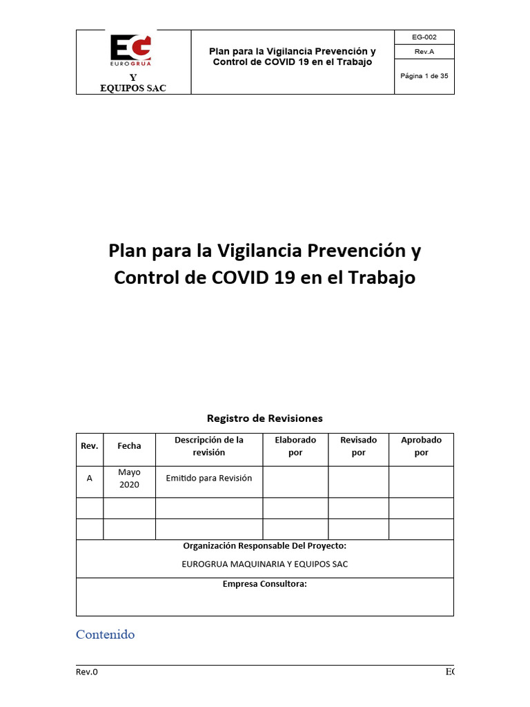 Plan de Vigilancia COVID 19 Rev A | PDF | Lavado de manos ...