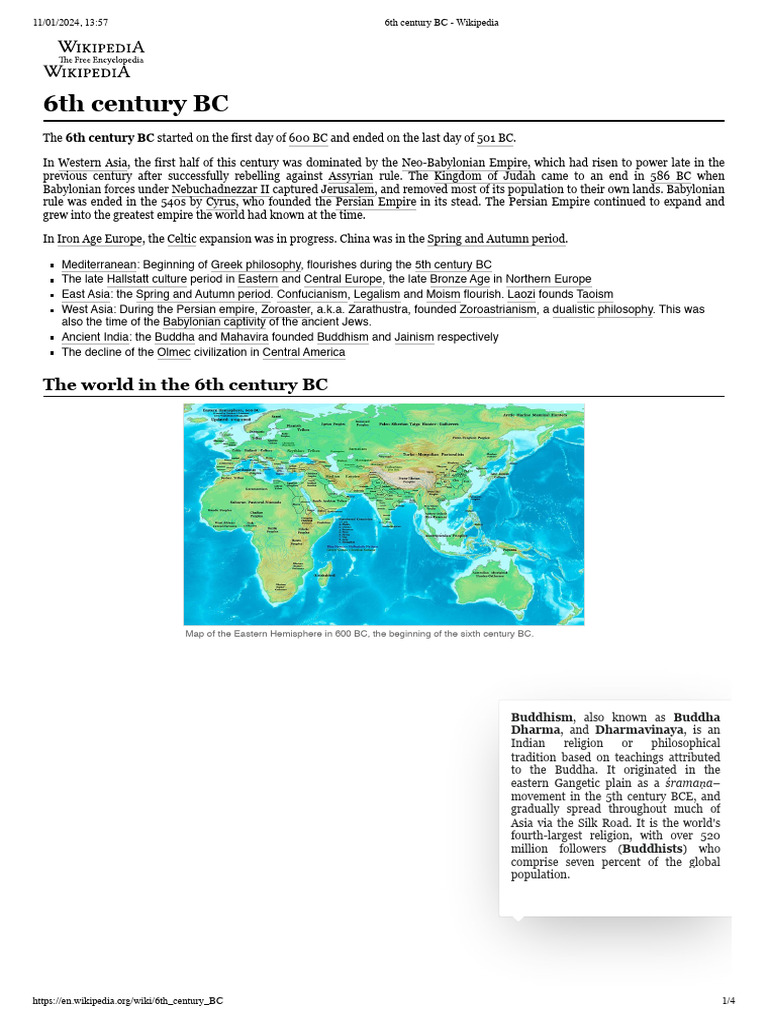 6th Century BC - Wikipedia | PDF | Achaemenid Empire | Cyrus The Great