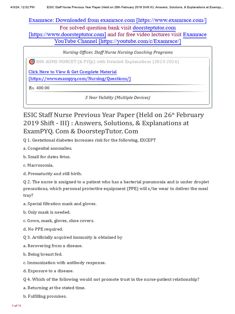 esic-staff-nurse-previous-year-paper-held-on-26th-february-2019-shift