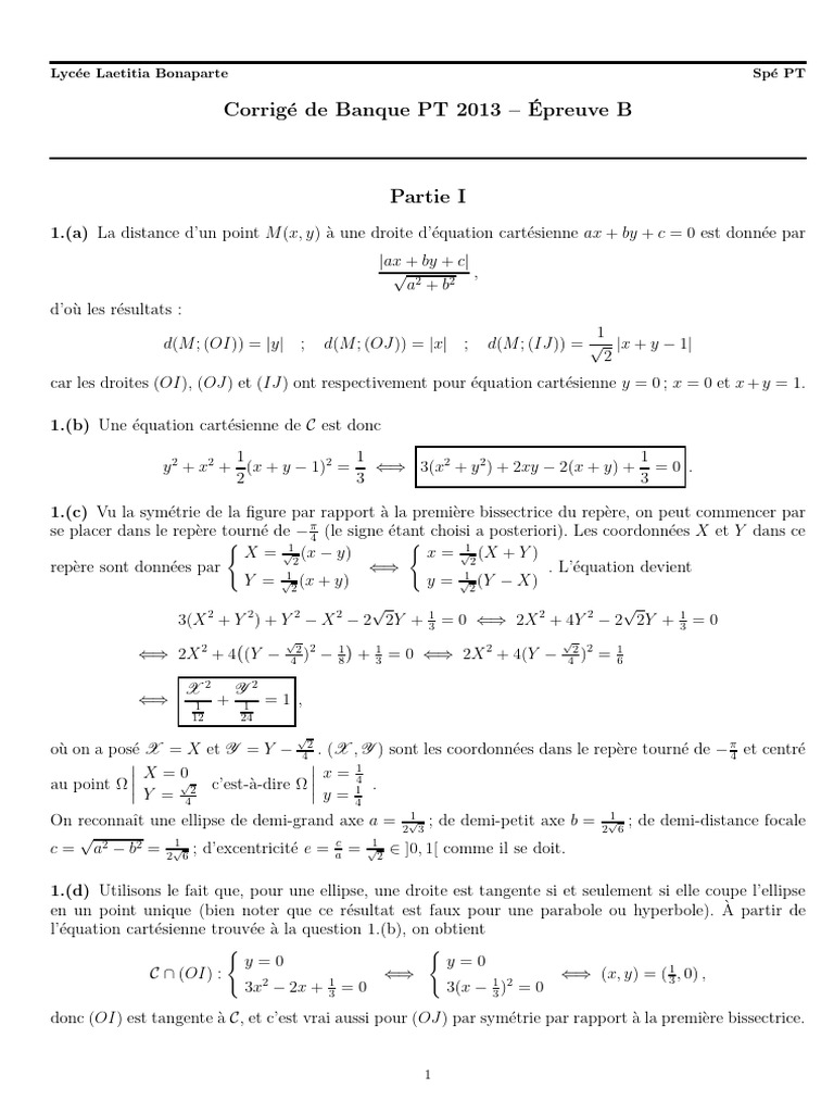 Corrigé Banque PT 2013 Épreuve B PDF Valeur propre, vecteur — free download