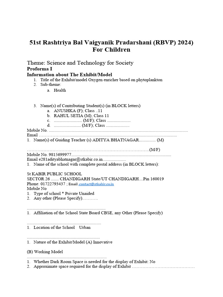 RBVP 2024: Science Exhibit Guidelines | PDF