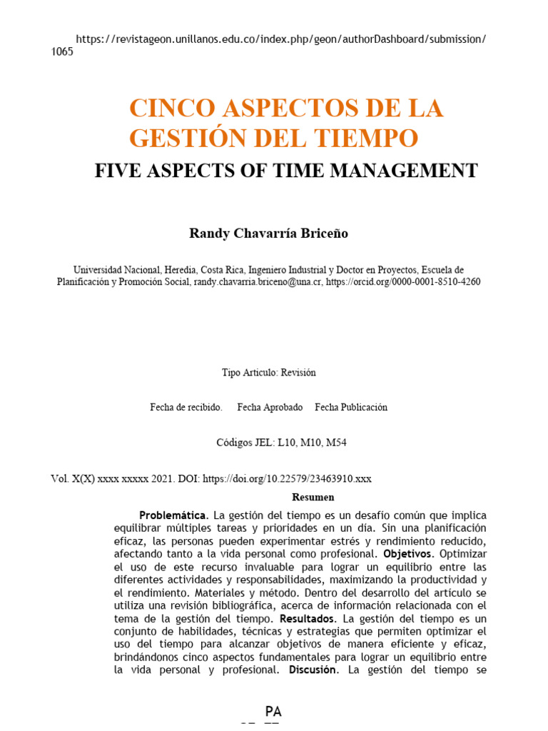 Cinco Claves para Gestionar el Tiempo | PDF | Gestión del tiempo ...