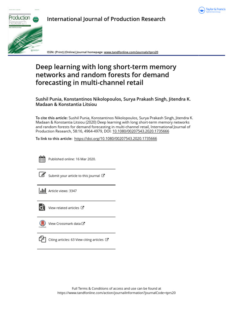 Demand Forecasting with LSTM & Random Forest | PDF | Forecasting ...