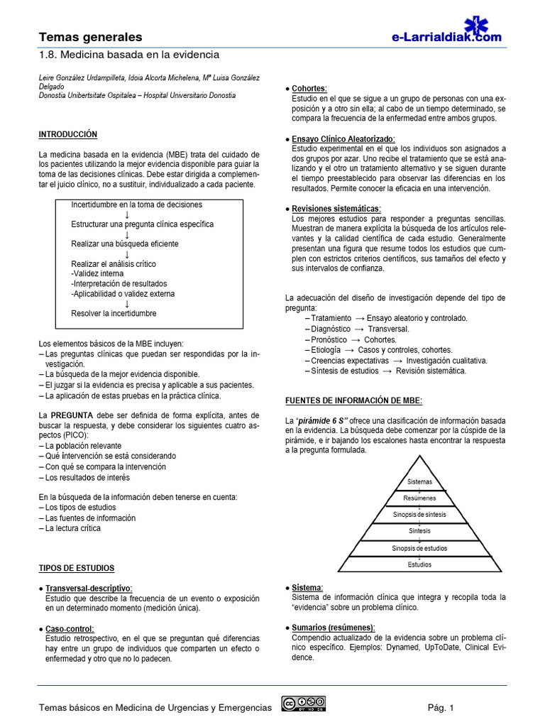 01.08. Medicina Basada en La Evidencia | PDF | Evidencia basada en ...