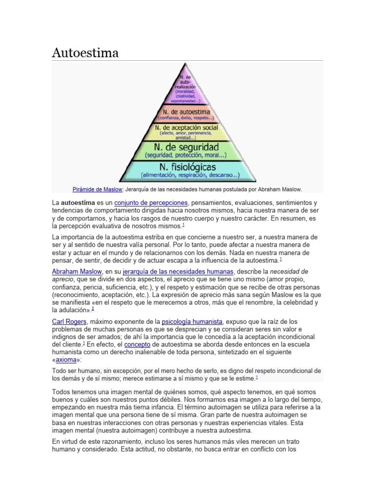 Importancia de la Autoestima Humana | PDF | Autoestima | Sicología
