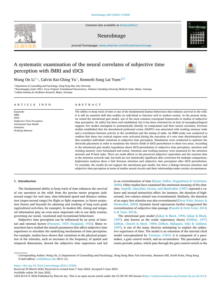 Neural Correlates of Time Perception | PDF | Time Perception ...