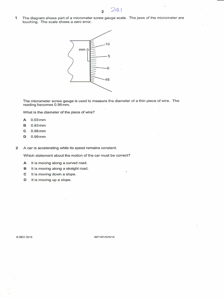 Bgcse Physics Paper 1 2015 | PDF