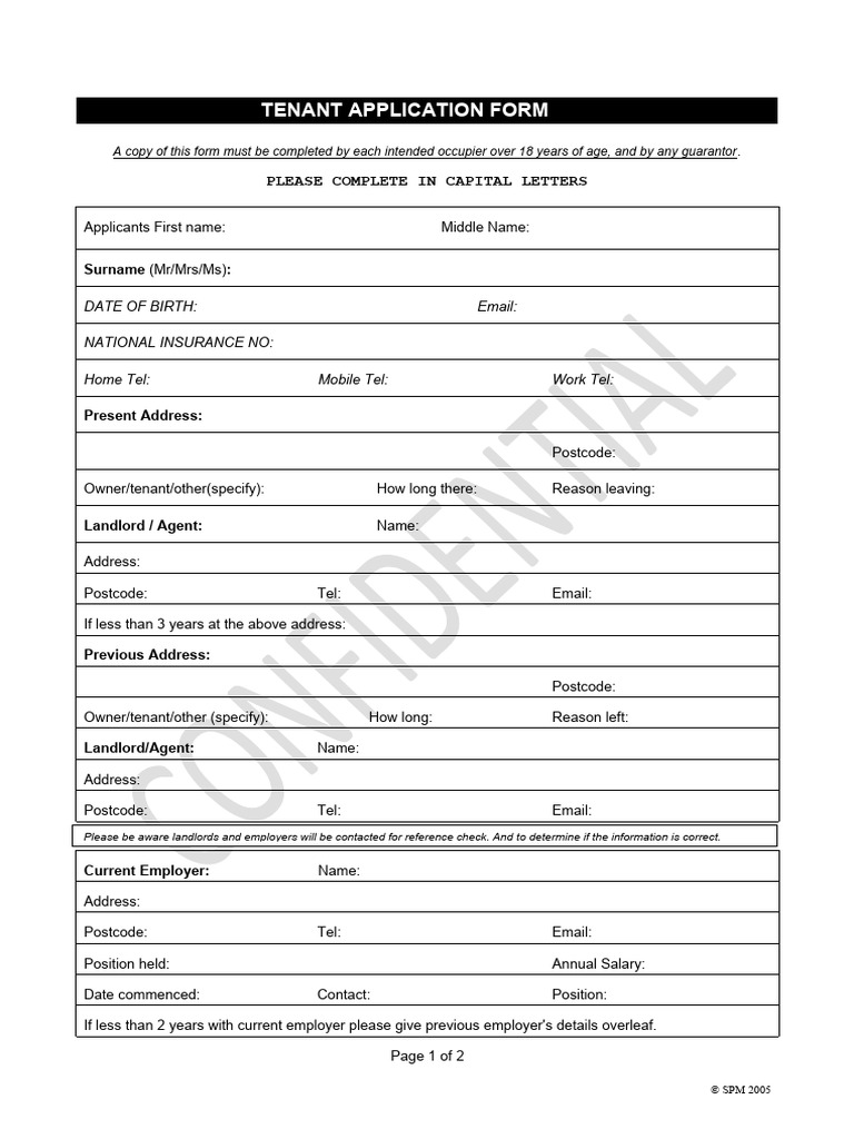 Tenant Application Essentials | PDF | Leasehold Estate | Landlord