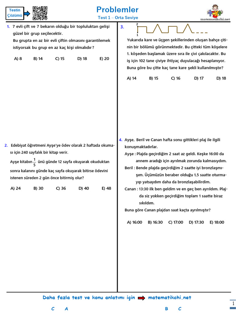 Problemler Test 1 O | PDF