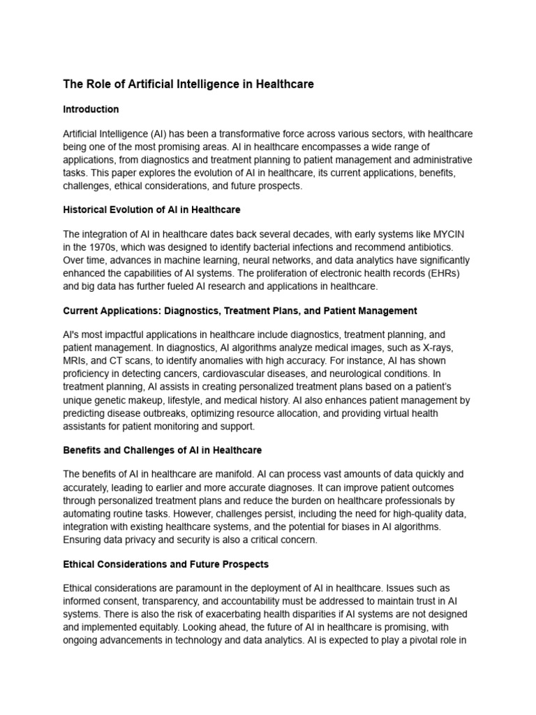 THE ROLE OF ARTIFICIAL INTELLIGENCE IN HEALTHCARE PDF visual data 2