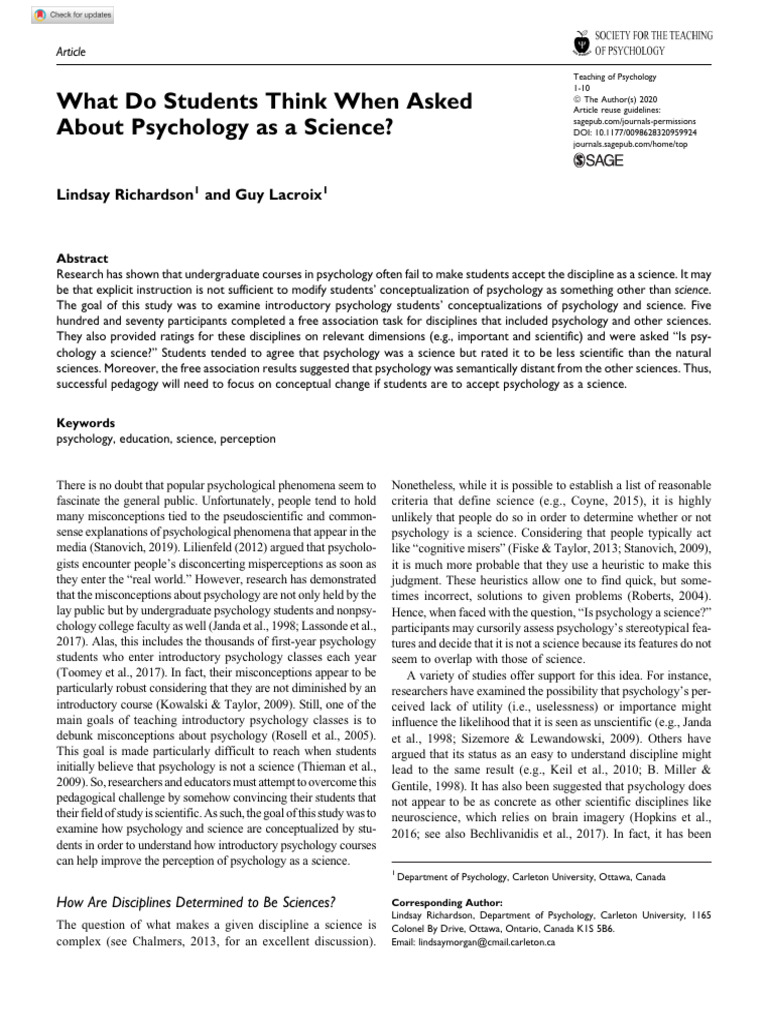 Psychology: Science or Perception? | PDF | Science | Psychology