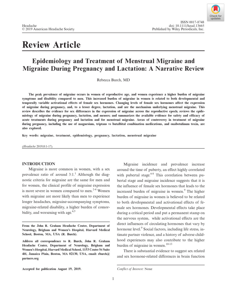 Menstrual Migraine in Pregnancy & Lactation | PDF | Migraine | Pregnancy