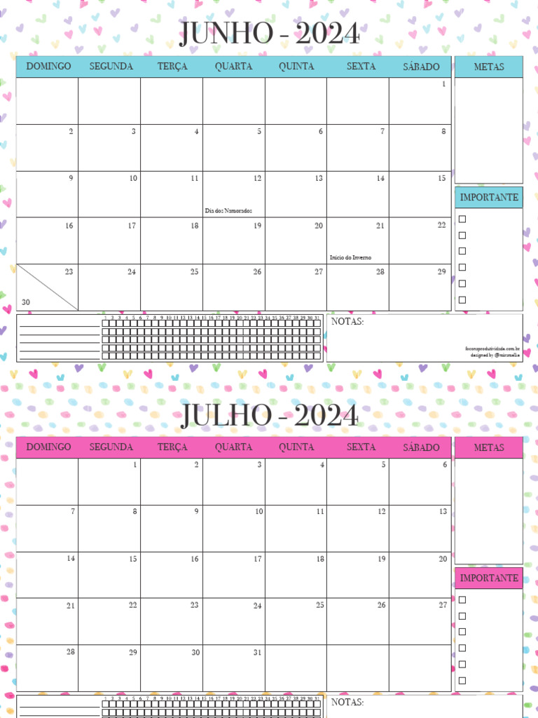 Planner Mensal 2024 para Produtividade | PDF