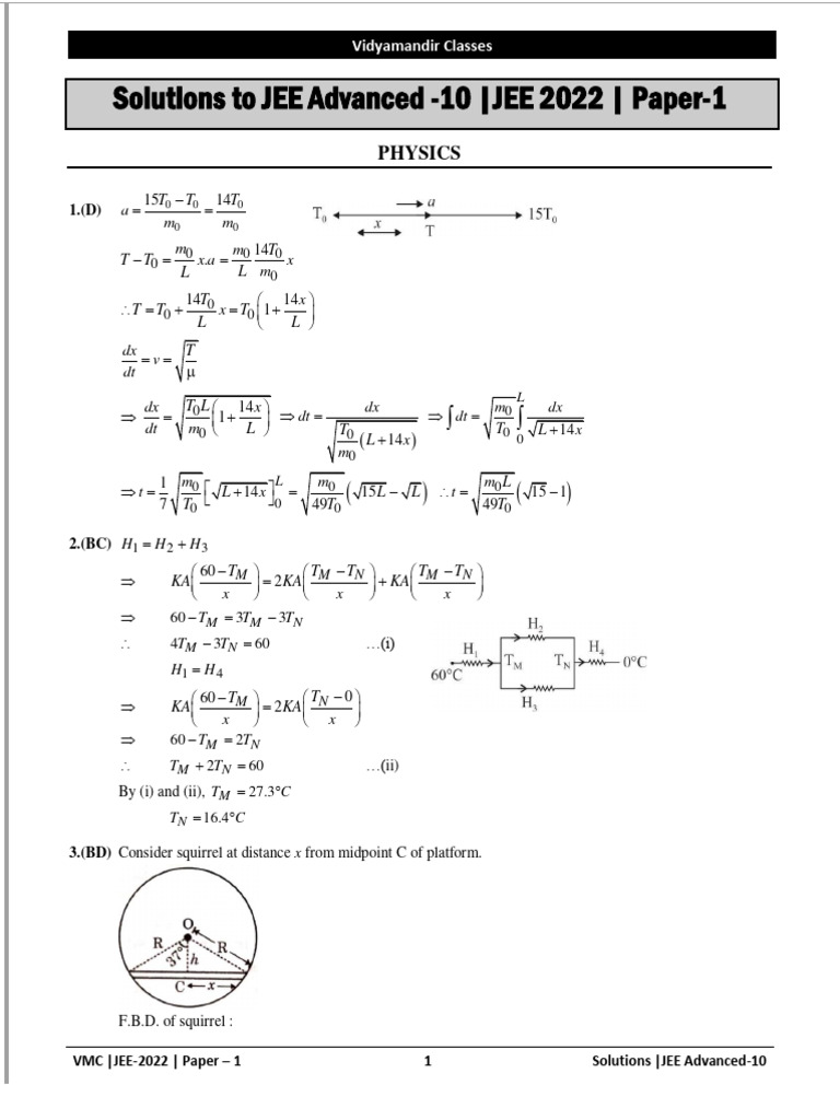 JEE Advanced 2022 Paper 1 Solutions | PDF | Euclidean Geometry