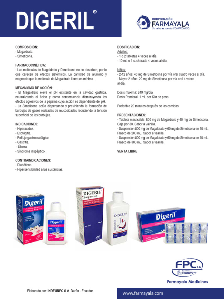 Digeril: Usos y Dosis para Adultos y Niños | PDF