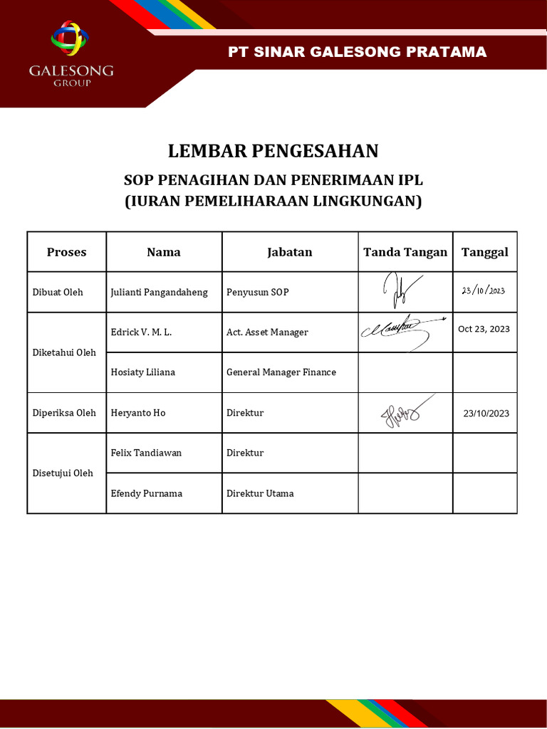 SOP Penagihan dan Penerimaan IPL | PDF | Hukum